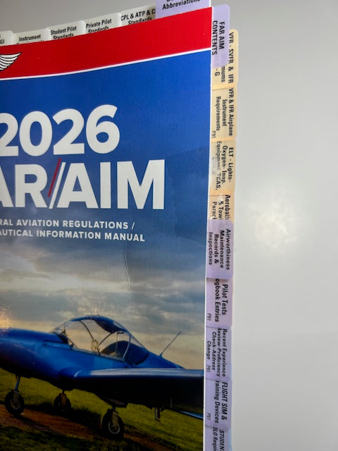 2026 FAR AIM Pre-Tabbed Book (ASA) & POH TABs (TABs cover all Flight Stages- PPL,IR,CPL,CFI,ME) Plus Complimentary Pilot Mouse Pad and Pilot Achievement Certificates