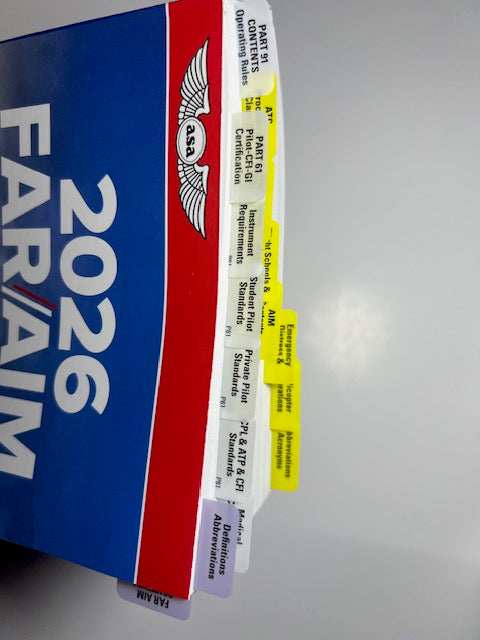 2026 FAR AIM Pre-Tabbed Book (ASA) & POH TABs (TABs cover all Flight Stages- PPL,IR,CPL,CFI,ME) Plus Complimentary Pilot Mouse Pad and Pilot Achievement Certificates