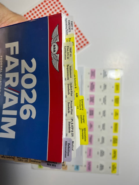 2026 FAR AIM Pre-Tabbed Book (ASA) & POH TABs (TABs cover all Flight Stages- PPL,IR,CPL,CFI,ME) Plus Complimentary Pilot Mouse Pad and Pilot Achievement Certificates