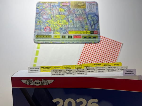 2026 ASA FAR AMT Pre-Tabbed Book for A&P Technicians, Aviator Mouse Pad, 9-Piece Empty Tabs & Round Stickers