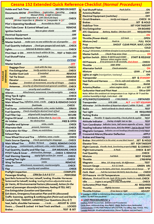 Cessna 152 Universal QRef All In One Checklist for Student Pilots