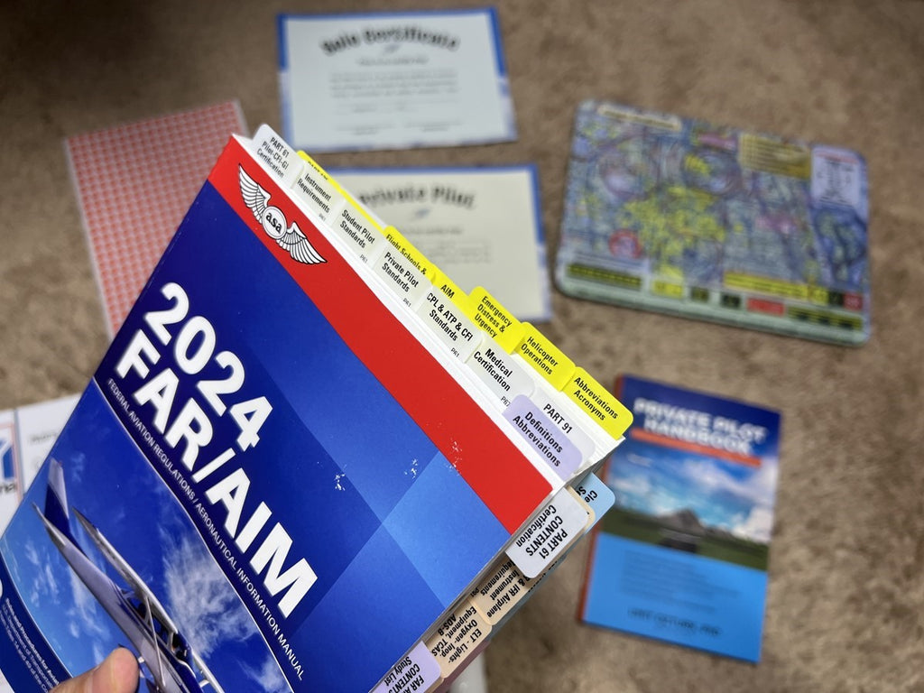 2024 Pre-Tabbed  FAR AIM Book (ASA) & POH TABs Plus Complimentary Gifts (Private Pilot Handbook and Red Dot Stickers)