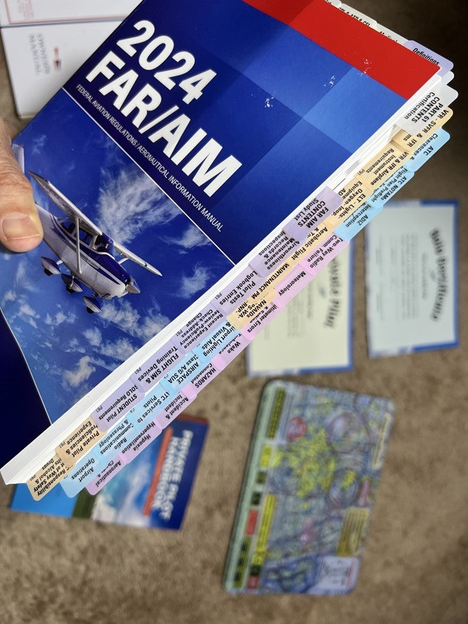 2024 Pre-Tabbed  FAR AIM Book (ASA) & POH TABs Plus Complimentary Gifts (Private Pilot Handbook and Red Dot Stickers)